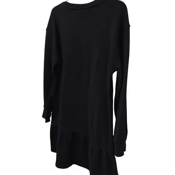 Nine West Black Long Sleeve Sweatshirt Dress with Ruffle - Size Large - Picture 10 of 10